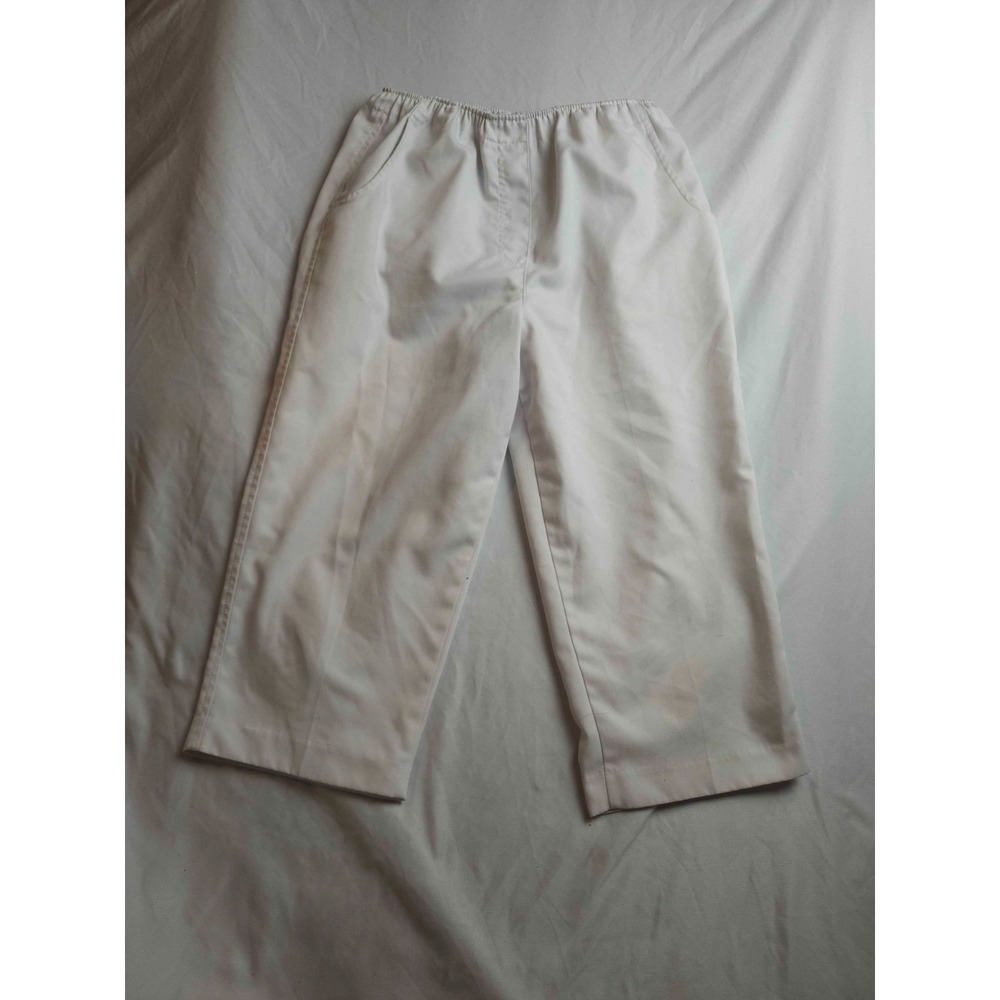 Nygard Crop Pants Womens 6P White Elastic Waist Casual Capri Comfort Summer